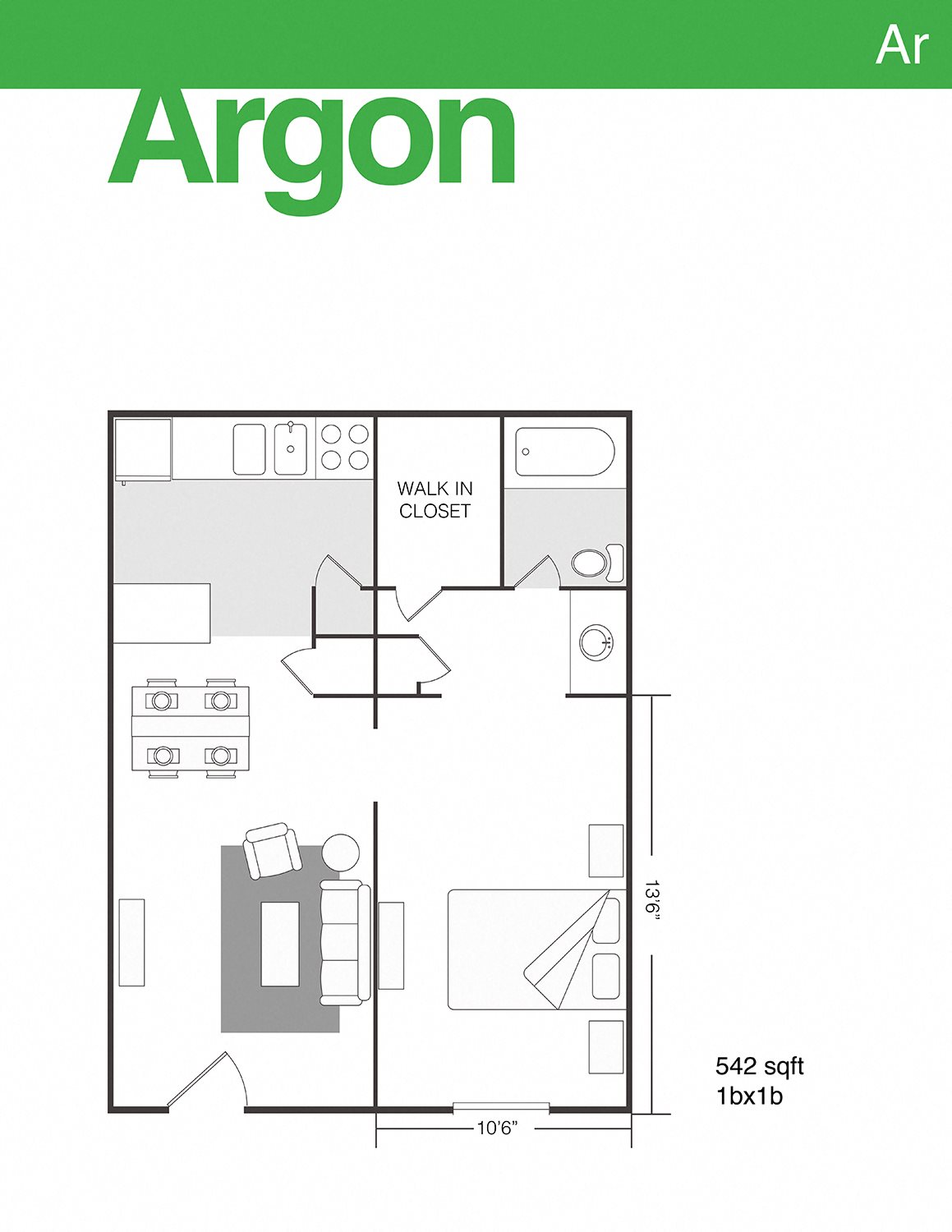 1 Bedroom 1 Bathroom Floor plan 1 Bedroom 1 Bathroom Floor plan at The Element Austin, Texas